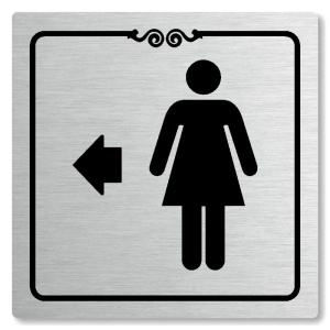 WC ženy vlevo, 100x100mm, stříbrná, Texas